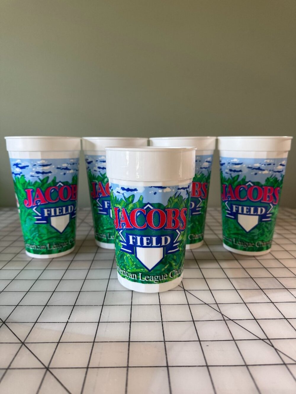 Vintage Jacobs Field Cleveland Indians Stadium Cups Set Of 5 MLB Memorabilia